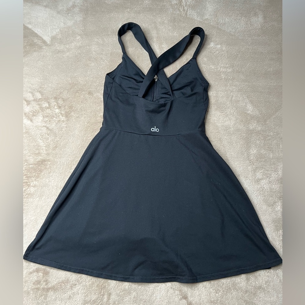 ALO Yoga Black One-Shoulder Cross-Back Active Dress